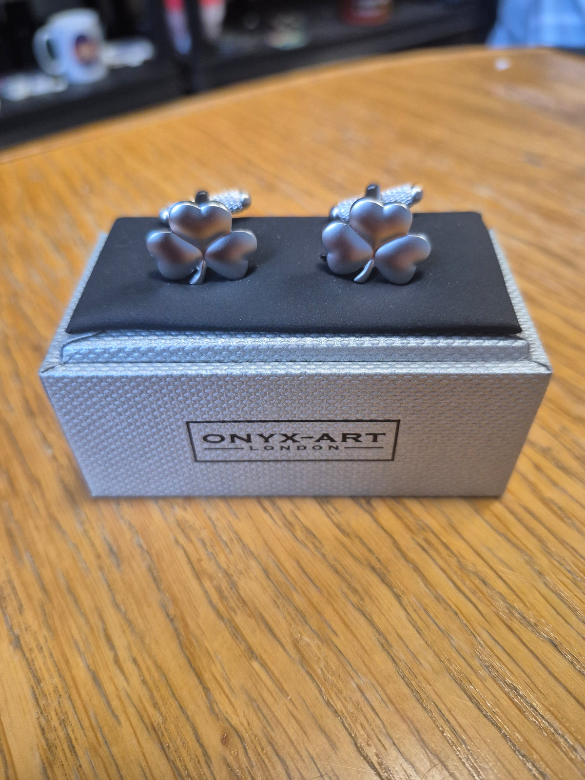 Cufflinks, silver shamrock