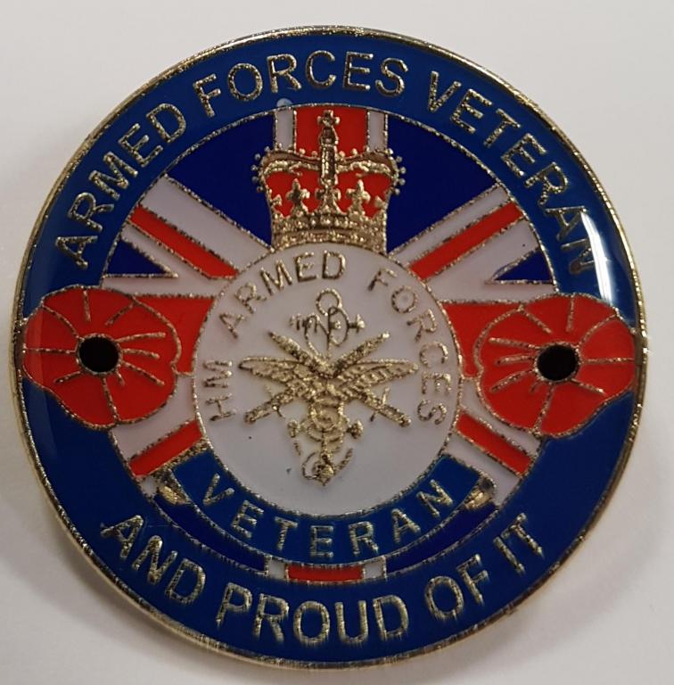 Lapel Badge -  Armed forces veteran and proud of it.