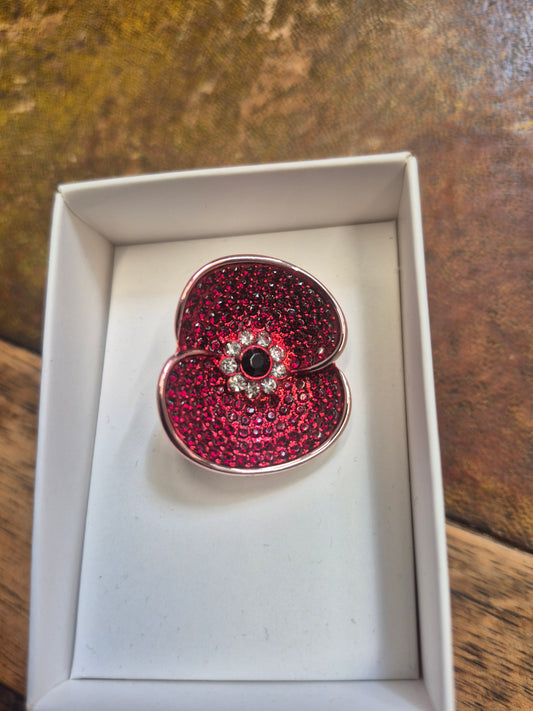 Brooch - Poppy Collection Enamel Pin Silver Tone