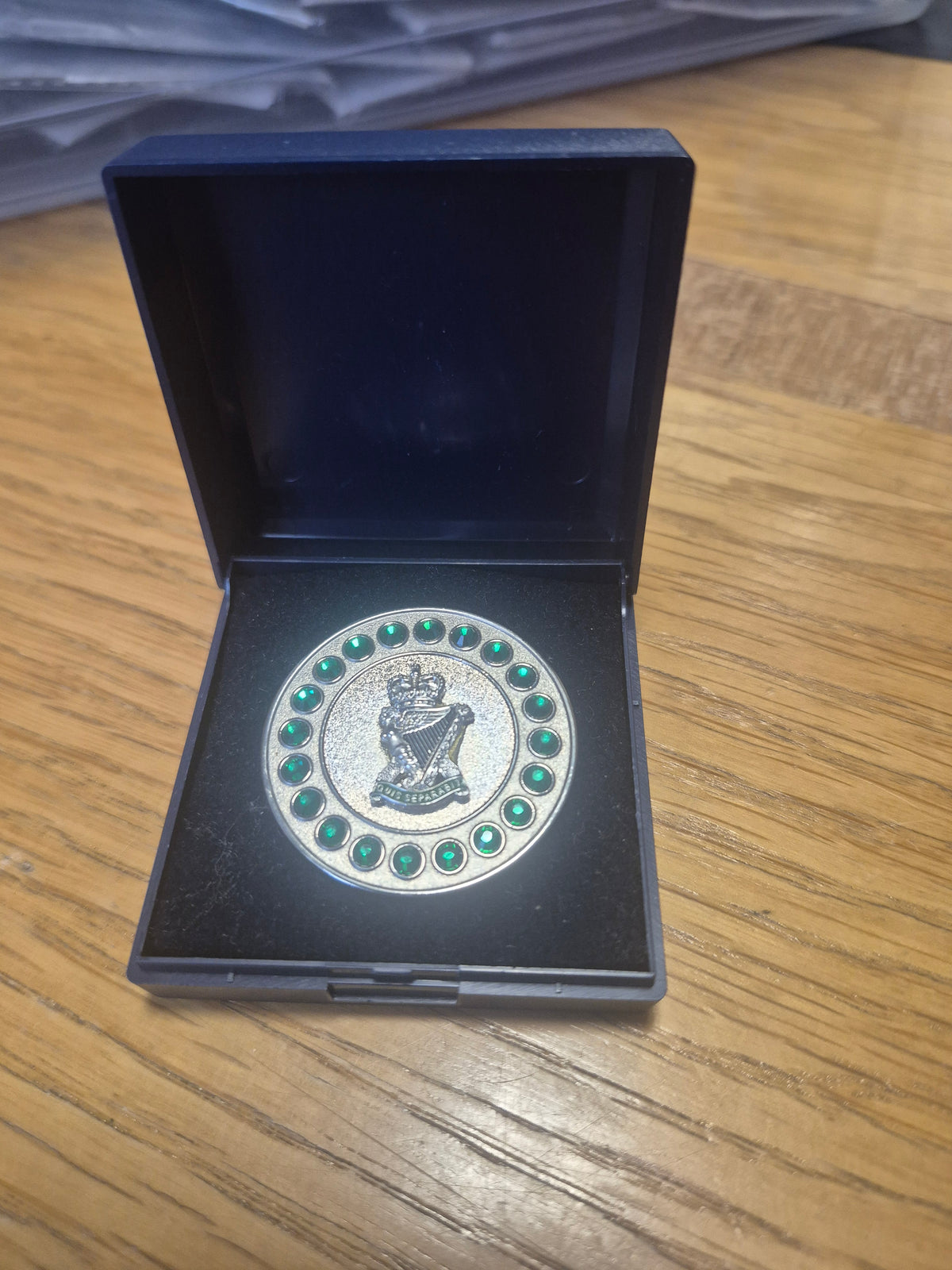 Brooch Gem- Royal Ulster Rifles - Green Stones