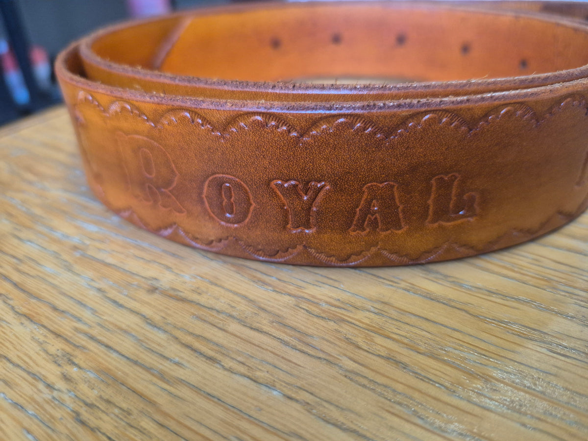 Embossed leather belt