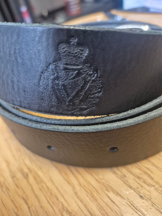 Belt, leather embossed with Queen's Crest, The Royal Irish regiment