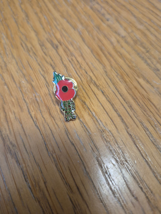 Poppy Lapel Badge with Camo Stalk