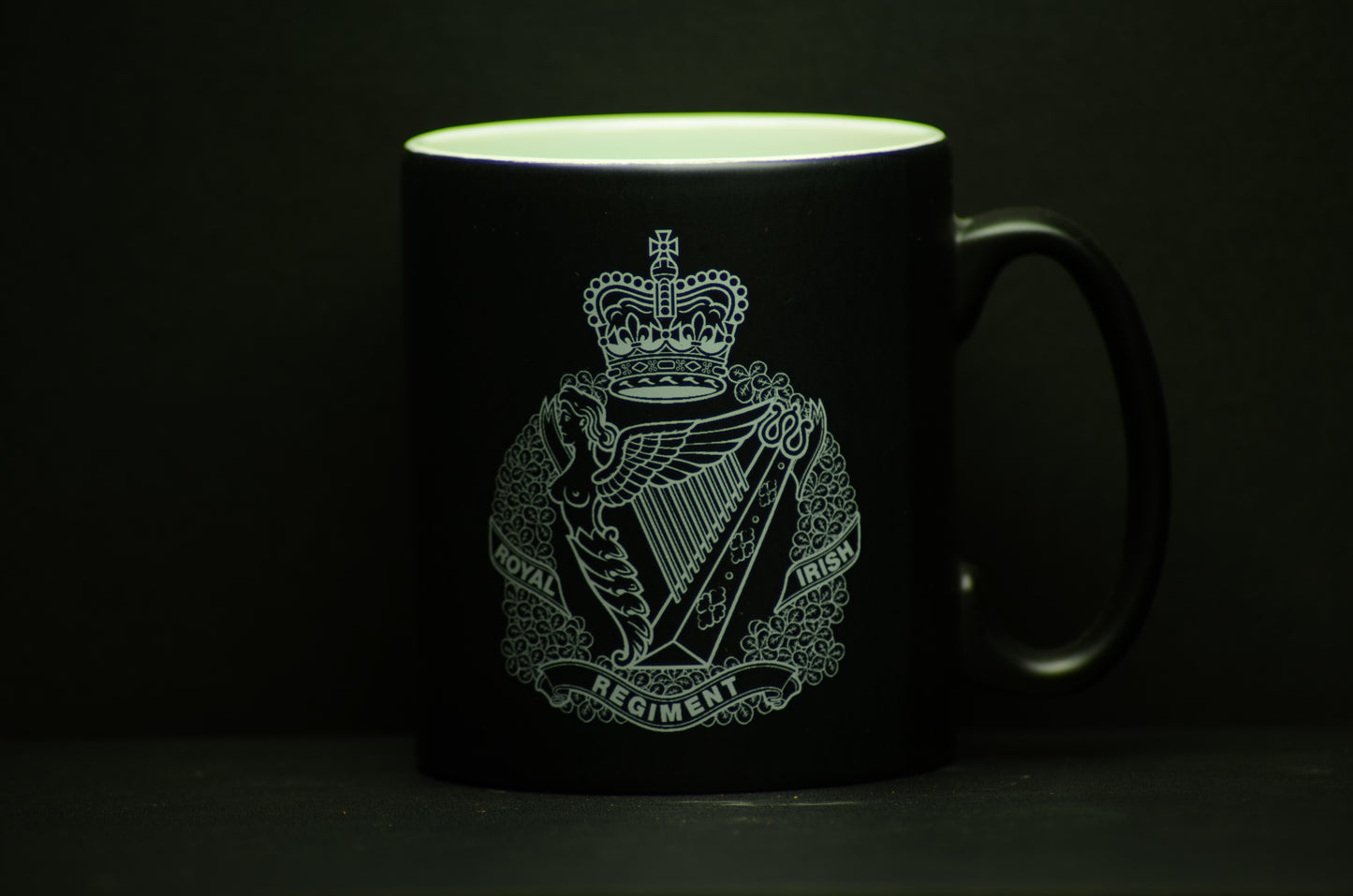 Mug - Royal Irish Regiment, Queen's Crown - Black & White